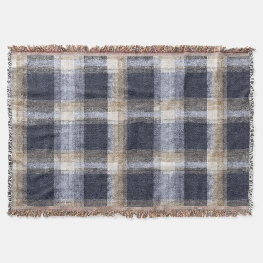 Blaue Creme Karierte Streifen Decke (Vorderseite)