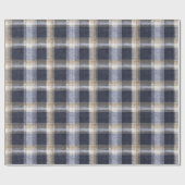 Blaue Creme Karierte Streifen Geschenkpapier (Flach)