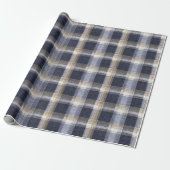 Blaue Creme Karierte Streifen Geschenkpapier (Ungerollt)