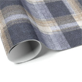 Blaue Creme Karierte Streifen Geschenkpapier (Rolleneckpunkt)