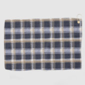 Blaue Creme Karierte Streifen Golfhandtuch (Horizontal)