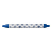 Blaue Creme Karierte Streifen Kugelschreiber (Vorderseite)