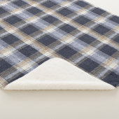 Blaue Creme Karierte Streifen Sherpadecke (3/4)