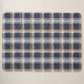 Blaue Creme Karierte Streifen Sherpadecke (Vorderseite (Horizontal))