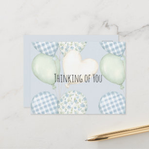 Blaue Creme-Mint-Herzballons In Gedanken an dich Postkarte