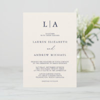 Blaue Creme Monogram Einfache Minimalistische Hoch