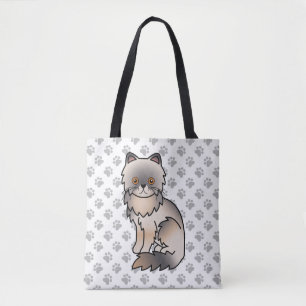 Blaue Creme Perser Süße Cartoon-Katze & Pfoten Tasche