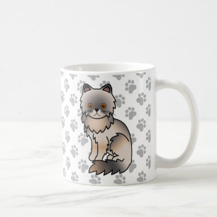 Blaue Creme Perser Süße Cartoon-Katzen-Illustratio Kaffeetasse