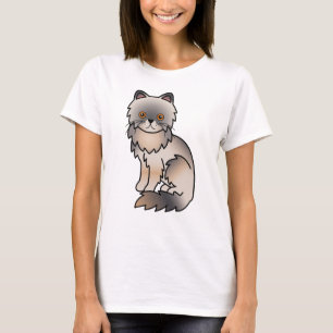 Blaue Creme Perser Süße Cartoon-Katzen-Illustratio T-Shirt
