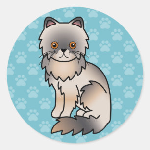 Blaue Creme-Perserkatze mit Kupferaugen Runder Aufkleber