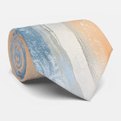 Blaue Creme-Pfirsich-Streifen Krawatte (Gerollt)