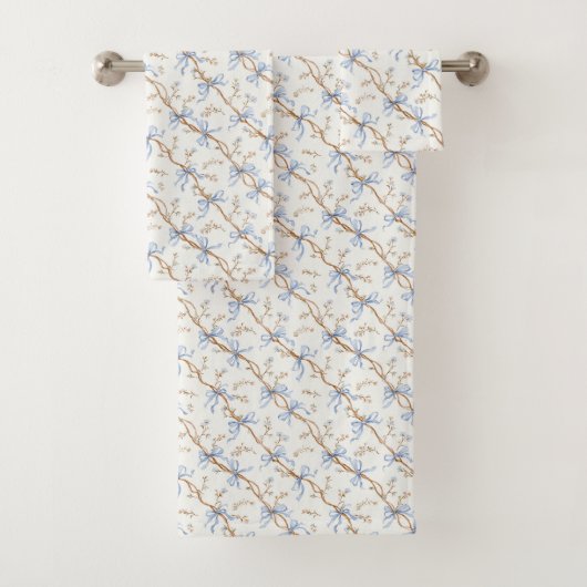 Blaue Creme-Schleifen Badhandtuch Set (Insitu)