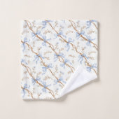 Blaue Creme-Schleifen Badhandtuch Set (Waschlappen)
