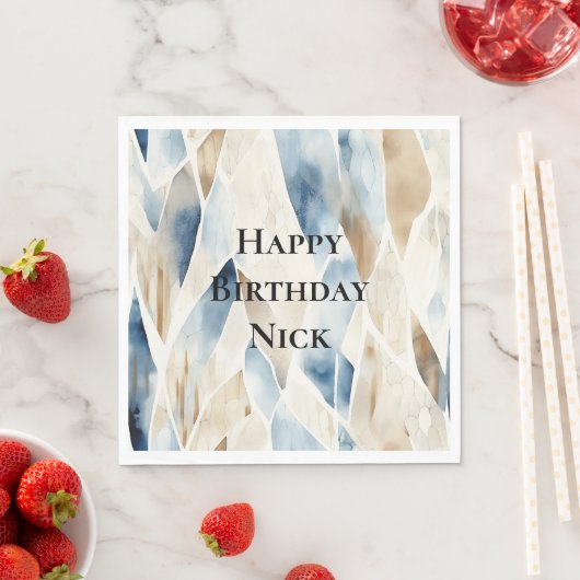 Blaue Creme Sea Sand Ocean Serenity Geburtstag Serviette (Beispiel)