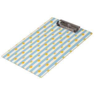 Blaue Creme-Streifen-Goldsunburst-Schreibunterlage Klemmbrett