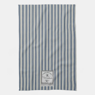 Blaue Creme Streifen Marmalade Label Geschirrtuch