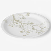 Blaue Creme-Vogel-Zweig-Blumen-Hochzeit Pappteller (Schrägansicht)