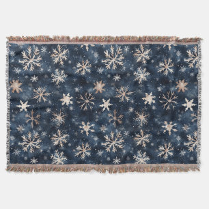 Blaue Creme Weihnachts-Schneeflocken Decke