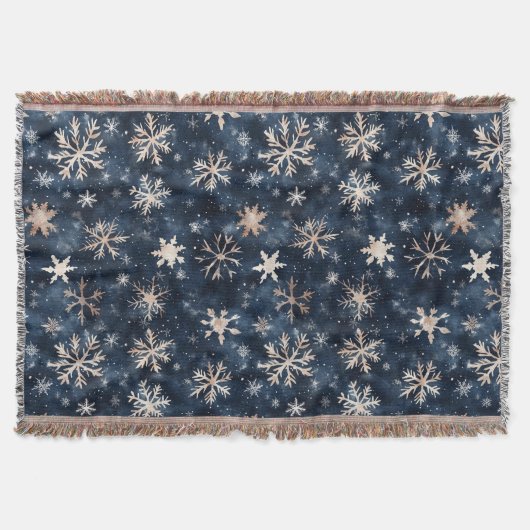Blaue Creme Weihnachts-Schneeflocken Decke (Vorderseite)