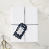 Blaue Creme Weihnachts-Schneeflocken Geschenkanhänger (Mit Garn)