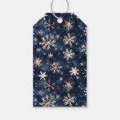 Blaue Creme Weihnachts-Schneeflocken Geschenkanhänger (Rückseite)