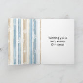 Blaue Creme WeihnachtsStreifen Schneeflocken Karte (Innenseite)