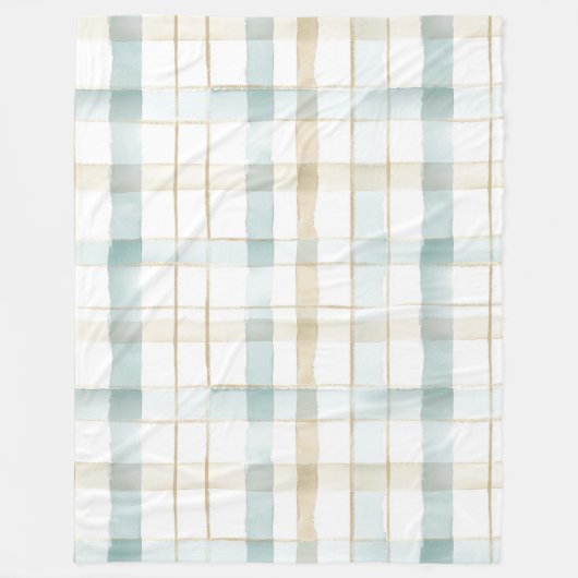 Blaue Creme Weiße Karos Fleecedecke (Vorderseite)