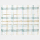 Blaue Creme Weiße Karos Fleecedecke (Vorderseite (Horizontal))