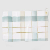 Blaue Creme Weiße Karos   Golfhandtuch (Horizontal)