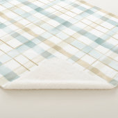 Blaue Creme Weiße Karos Sherpadecke (3/4)