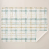 Blaue Creme Weiße Karos Sherpadecke (Vorderseite (Horizontal))