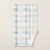 Blaue Creme Weißes Kariertes Brautparty Badhandtuch Set (Handtuch)