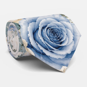 Blaue & cremefarbene Rosen Blumen Hochzeitsbräutig Krawatte