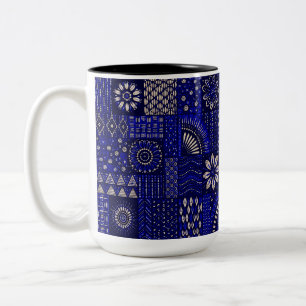 Blaue & cremefarbene Zier-Tasse. Zweifarbige Tasse