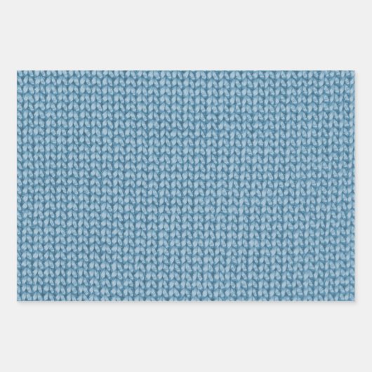 Blaue Crochet Garn Muster Geschenkpapier Set (Vorderseite 3)