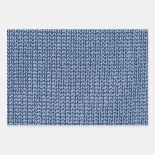 Blaue Crochet Garn Muster Geschenkpapier Set (Vorderseite 2)