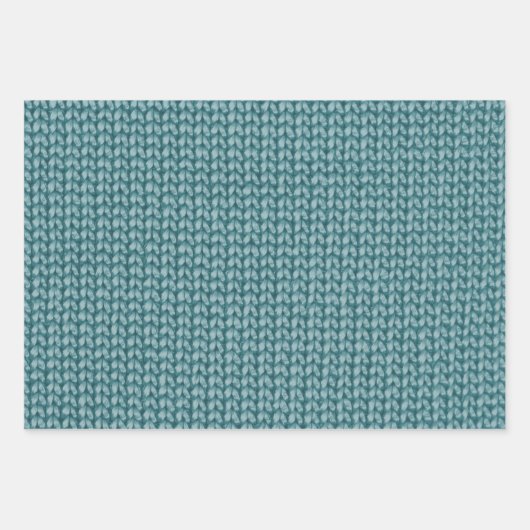 Blaue Crochet Garn Muster Geschenkpapier Set (Vorderseite)