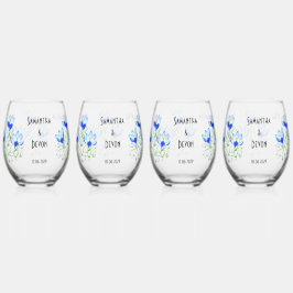 Blaue Crocuses Stemless Wine Glasses Weinglas Ohne Stiel