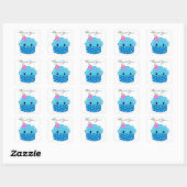 Blaue Cupcake Danke Quadratischer Aufkleber (Blatt)