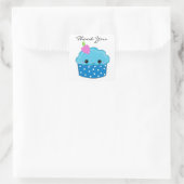 Blaue Cupcake Danke Quadratischer Aufkleber (Tasche)