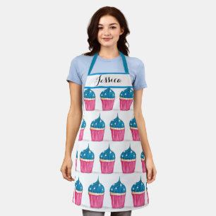 Blaue Cupcake-Lebensmittel-Dessert-Torten-Bäcker-S Schürze