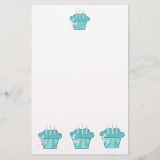 Blaue Cupcakes Briefpapier (Vorderseite)