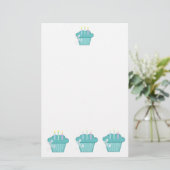 Blaue Cupcakes Briefpapier (Stehend Vorderseite)