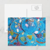 Blaue Cupcakes Postkarte (Vorne/Hinten)