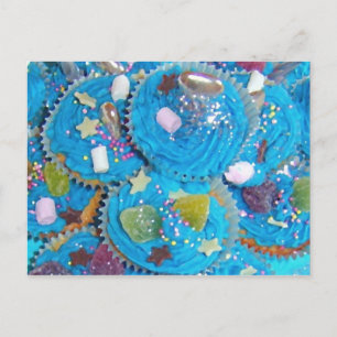 Blaue Cupcakes Postkarte