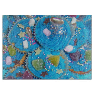 Blaue Cupcakes-Schneidplatte Schneidebrett