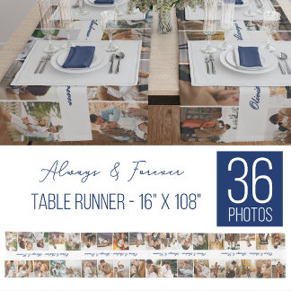 Blaue Custom 36 Fotos Immer & Ewig Hochzeit Großer Tischläufer