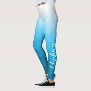 Blaue Cyan-Aqua-Verlaufsgeometrie-Netzmustername Leggings