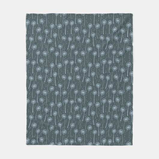 Blaue cyan-bohemian Löwenzahn Muster Fleecedecke (Vorderseite)