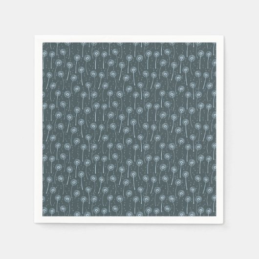 Blaue cyan-bohemian Löwenzahn-Muster Serviette (Vorderseite)